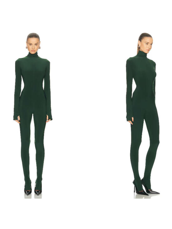 Norma Kamali Pants - Norma Kamali Slim Fit Turtle Catsuit With Footsie in green S NWT $200